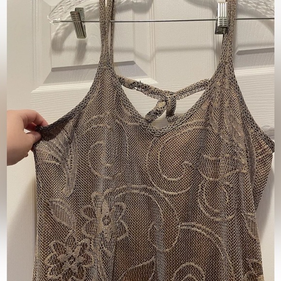 Joseph Ribkoff Gold Metallic Knit Sleeveless Blouse Size 16 - Picture 3 of 8